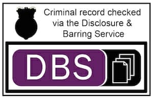 DBS Checked white logo image