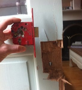 damaged door and lock