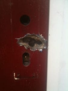 Drilled steel skin door locksmith fail