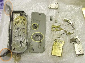 Image of 5 lever chubb mortice lock damaged