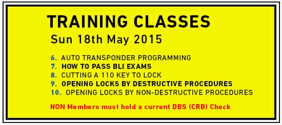 18th May 2015 Locksmith Training Classes image