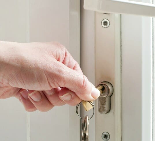 Opening UPVC door lock on house