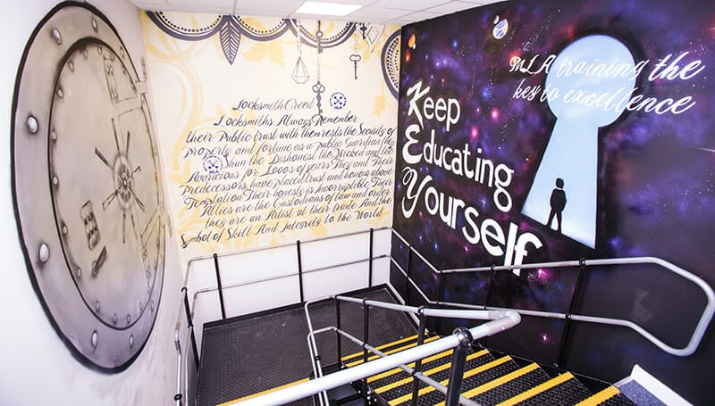 Locksmith training graffiti at MLA HQ