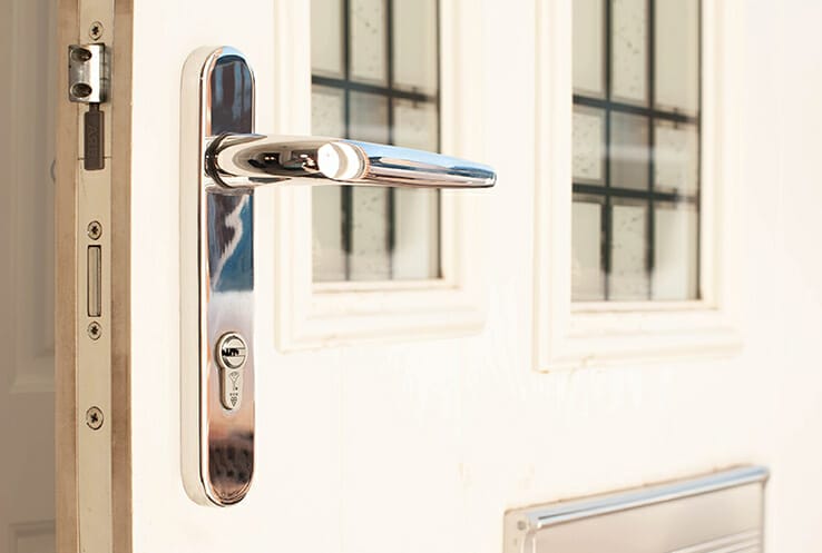 Anti Snap Lock with Door Handle fitted to UPVC Door